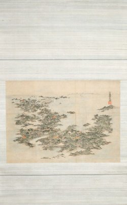 画像1: 鍬形惠斎木版画幅「日本鳥瞰図」