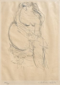 画像1: 織田広喜銅版画額「裸婦」(104029)