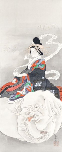 画像1: 落合芳幾画幅「見立普賢図」