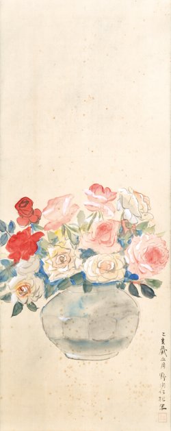 画像1: 野間仁根画幅「薔薇」