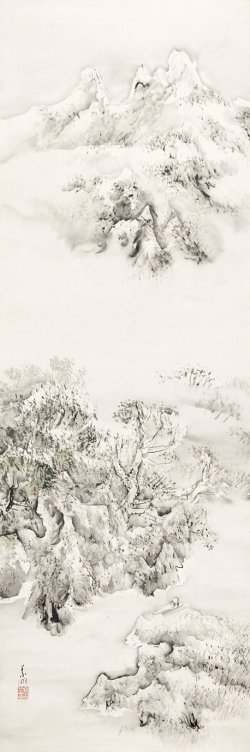 画像1: 結城素明画幅「雪江帰悼」