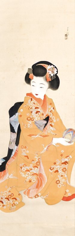 画像1: 狩野千彩画幅「まり」