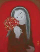 画像: 幸田暁冶画額「花持つ少女」