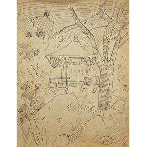 画像: 伊藤廉素描「山中の寺」