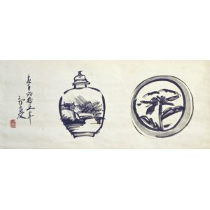 画像: 富本憲吉画幅「壷と皿」