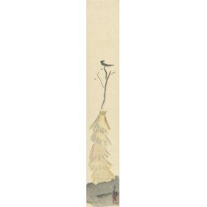 画像: 小川千甕絵短冊「藁に鳥」