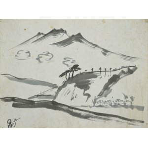 画像: 浅川伯教画まくり「風景」