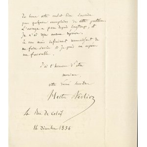 画像: エクトール・ベルリオーズ書簡１通　２頁 Berlioz,Hector :Autograph letter signed