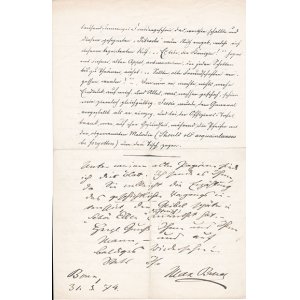 画像: マックス・ブルッフ書簡　印刷余白に短文１０行 Bruch,Max : Autograph letter signed