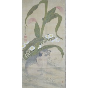 画像: ２代黒川亀玉画幅「狗と玉蜀黍」