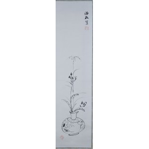 画像: 浅川伯教画幅「花文壺」