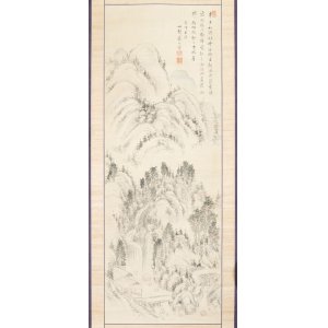 画像: 野呂介石画賛幅「秋色山水図」