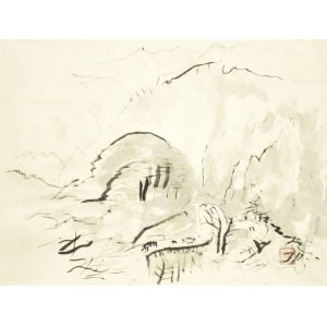 画像: 前田青邨素描幅「風景」