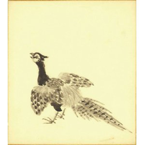 画像: 石井鶴三色紙５枚「雷鳥　万葉」