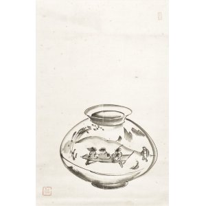 画像: 浅川伯教画幅「遊児文壷図」