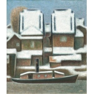 画像: 牛島憲之画額「佃島春雪」