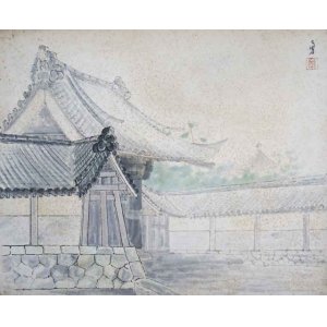 画像: 杉田勇次郎水彩画「寺門」