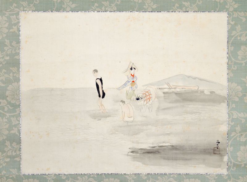 画像1: 木村荘八画幅「海辺小景」