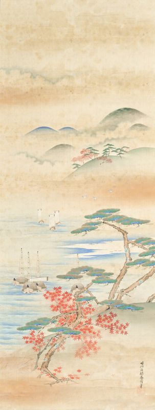 画像: 狩野養信（晴川院）三幅対「富士・春秋山水」