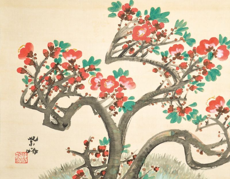 画像1: 榊原紫峰画幅「木爪花」