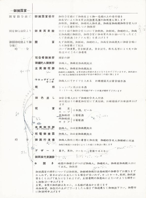 画像: 川端康成書簡・養女披露宴次第