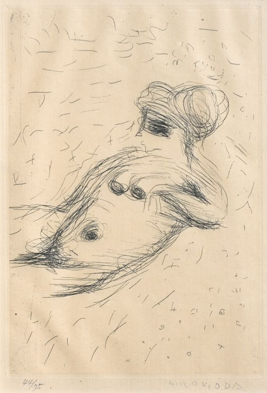 画像1: 織田広喜銅版画額「裸婦」(104030)