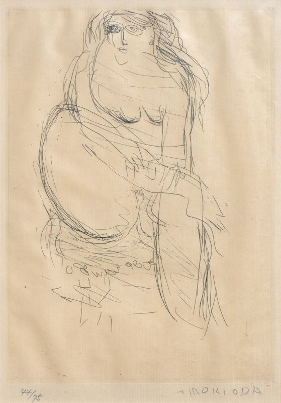 画像1: 織田広喜銅版画額「裸婦」(104029)